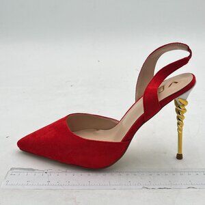 YDN Womens Wedding Comfortable Buckle Dress Suede Pointed Toe Backstrap Stiletto